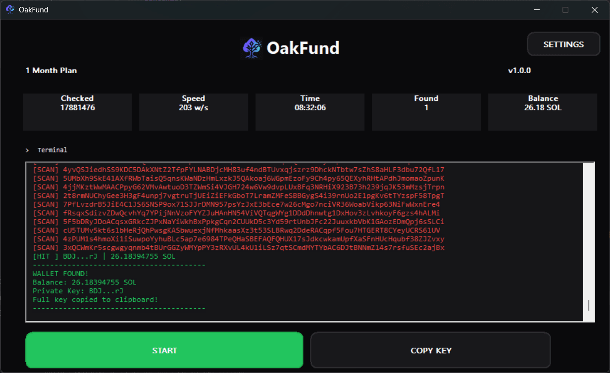 OakFund interface preview