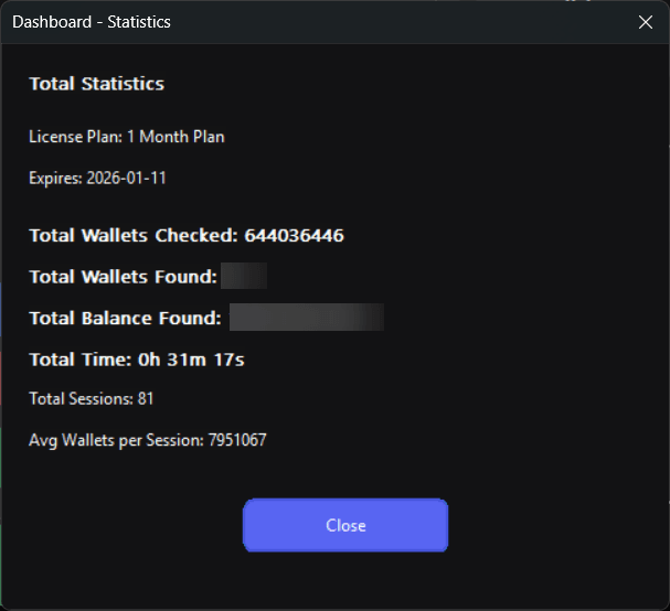 Statistics screenshot